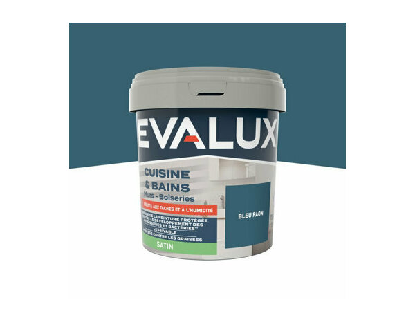 Peinture Bleu paon 0l75 satin c&b - Evalux - Brico Dépôt