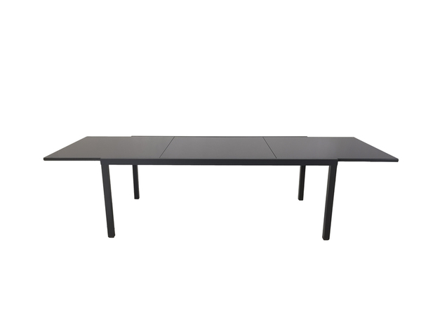 Table de jardin extensible aluminium et plateau en verre trempé gris anthracite - 4 à 10 personnes - Brico Dépôt