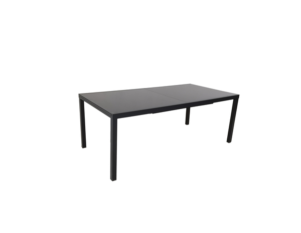 Table de jardin extensible aluminium et plateau en verre trempé gris anthracite - 4 à 10 personnes - Brico Dépôt