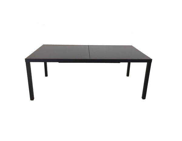 Table de jardin extensible aluminium et plateau en verre trempé gris anthracite - 4 à 10 personnes - Brico Dépôt