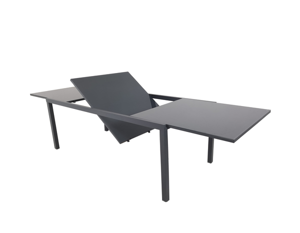Table de jardin extensible aluminium et plateau en verre trempé gris anthracite - 4 à 10 personnes - Brico Dépôt