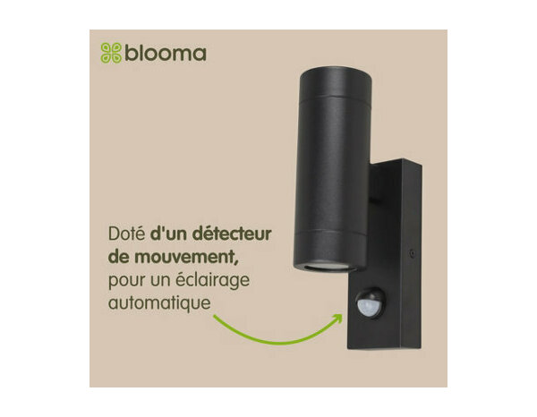 Applique murale à détecteur Tiarela gu10 noir - Marque BLOOMA - Brico Dépôt