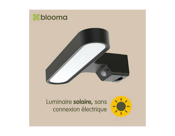 Applique solaire avec détecteur noir - Marque BLOOMA - Brico Dépôt