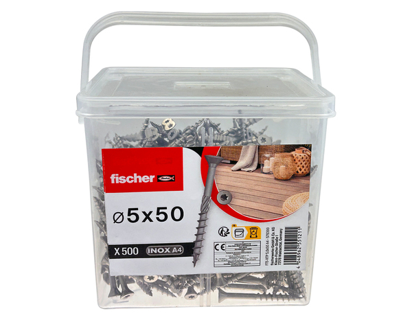 Seau de 500 vis terrasse 5X50 en inox A4 - Fischer - Brico Dépôt