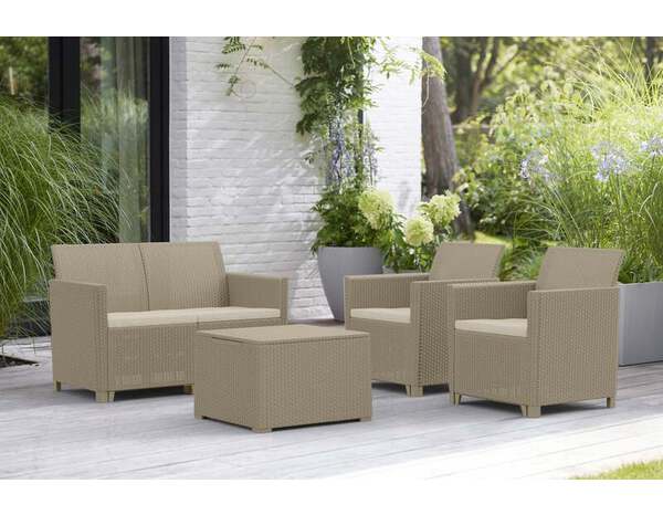 Salon de jardin en résine 4 places coloris silver sage - Allibert - Brico Dépôt