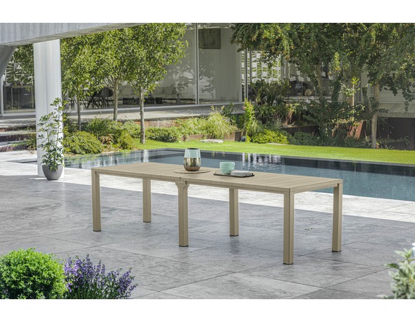 Table double "Roma" coloris silver sage - 293x90x75 cm,180x147x75 cm, 147x90x75 cm. - Allibert - Brico Dépôt