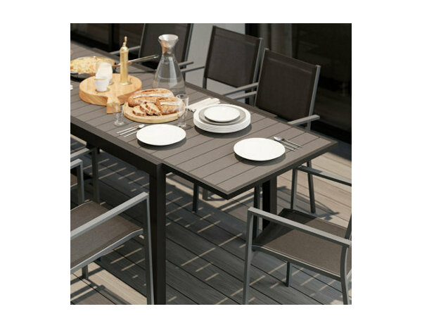 Table extensible en aluminium 8-10 personnes gris "KERICA" - Marque BLOOMA - Brico Dépôt