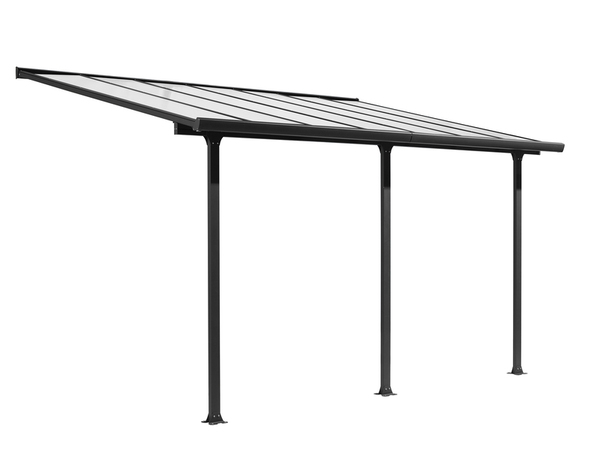 Pergola adossée en aluminium gris et toit en polycarbonate  4 x 3 m soit 12,83 M2 - Brico Dépôt