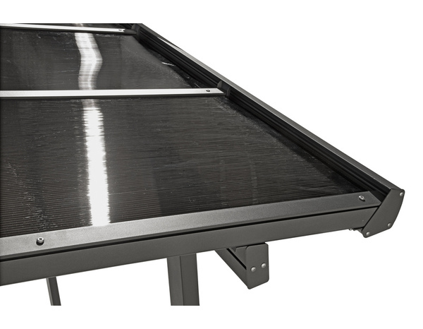Pergola adossée en aluminium gris et toit en polycarbonate  4 x 3 m soit 12,83 M2 - Brico Dépôt
