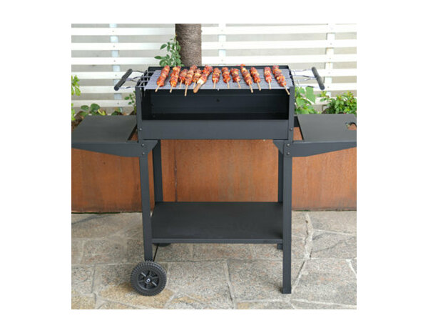 Barbecue double cuisson en acier noir - L. 120,8 x l. 48 x H. 87 cm. - Brico Dépôt