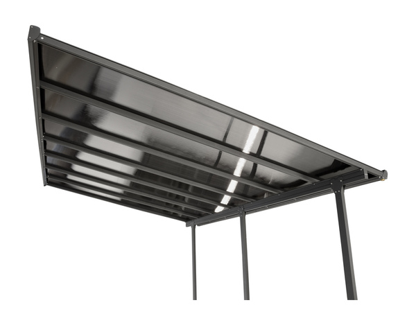 Pergola adossée en aluminium gris et toit en polycarbonate  4 x 3 m soit 12,83 M2 - Brico Dépôt