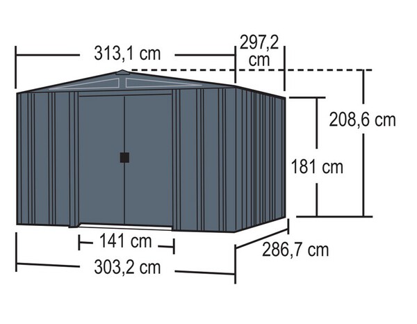 Abri métal anthracite "ARROW" - Dim intér : 303 x 287 x 209 cm - Arrow - Brico Dépôt