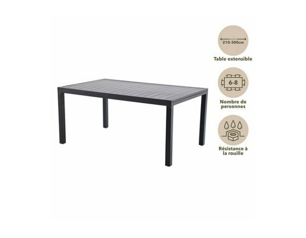 Table extensible en aluminium 8-10 personnes gris "KERICA" - Marque BLOOMA - Brico Dépôt