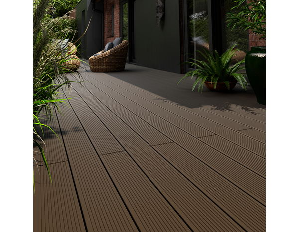 Lame composite marron L. 2,2 m x l. 145 mm x Ep. 21 mm - Marque BLOOMA - Brico Dépôt