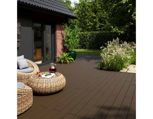 Lame composite marron L. 2,2 m x l. 145 mm x Ep. 21 mm - Marque BLOOMA - Brico Dépôt