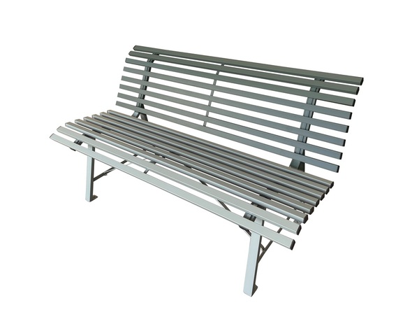 Banc en métal gris à lattes - 150 x 74 cm - Brico Dépôt