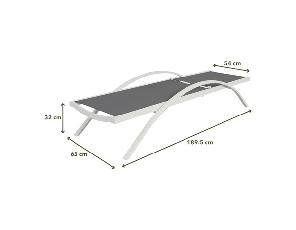 Lot de 2 bain de soleil en acier et toile polyester blanc/taupe "AZALIS" - : L. 188.5 x l. 62 x H. 85.5 cm - Marque BLOOMA - Brico Dépôt