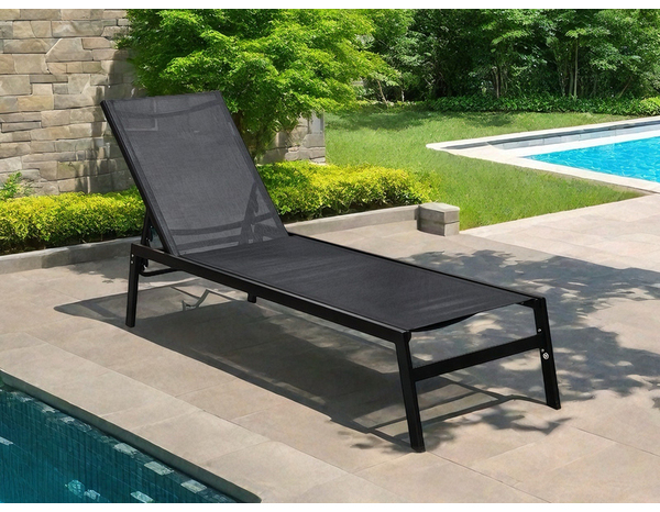 Bain de soleil en acier et polyester noir - L202 x P56 x H33 cm. - Brico Dépôt