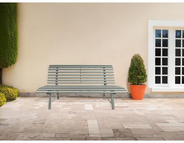 Banc en métal gris à lattes - 150 x 74 cm - Brico Dépôt