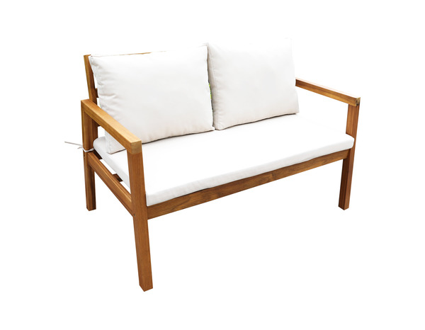 Salon de jardin en bois 4 places avec coussins beiges "TALICA" - Marque BLOOMA - Brico Dépôt