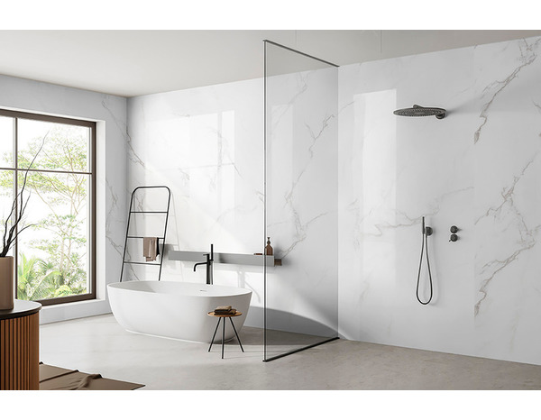 2 panneaux étanches muraux en PVC, aspect marbre brillant 90X260CM - Brico Dépôt