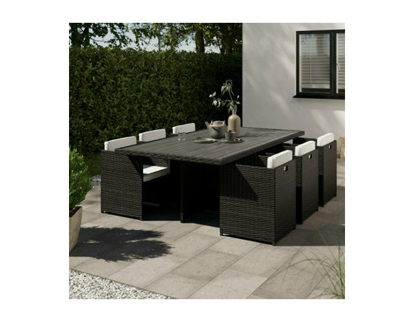 Ensemble de jardin pour repas 6 places anthracite "LAVANA" - Brico Dépôt
