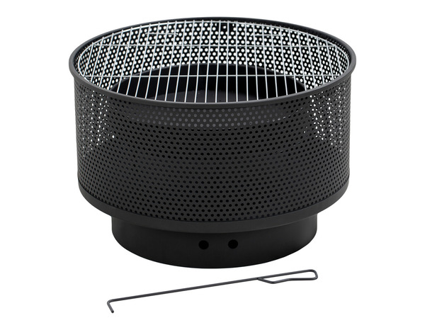 Brasero 3 en 1 rond avec gril, foyer/barbecue/table basse, noir en acier - Brico Dépôt