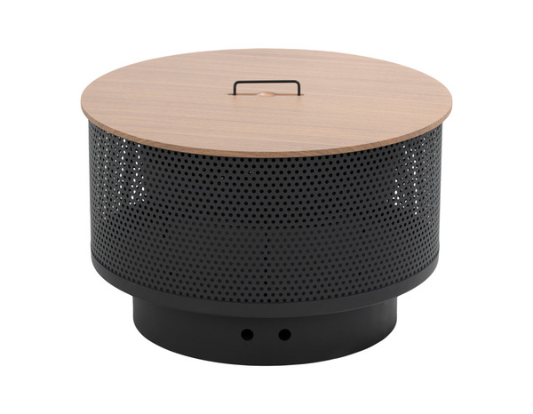 Brasero 3 en 1 rond avec gril, foyer/barbecue/table basse, noir en acier - Brico Dépôt