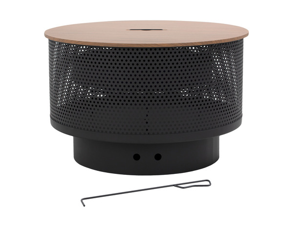 Brasero 3 en 1 rond avec gril, foyer/barbecue/table basse, noir en acier - Brico Dépôt