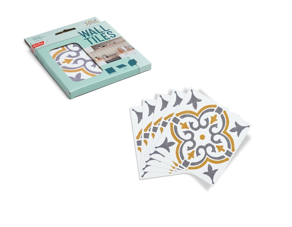 6 dalles murales PVC adhésives blanc, gris, jaune effet carreaux de ciment "JAMILA" 15X15 cm - Brico Dépôt