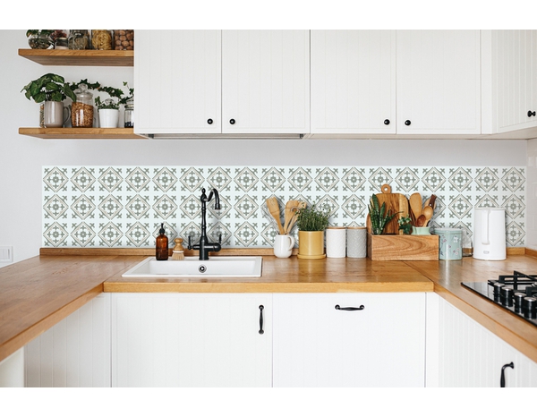 6 dalles murales PVC adhésives blanc, vert, gris effet carreaux de ciment "NADIA" 15X15 cm - Brico Dépôt