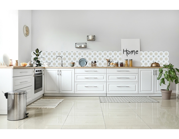 6 dalles murales PVC adhésives blanc/vert/gris effet carreaux de ciment "ALIA" 15X15 cm - Brico Dépôt