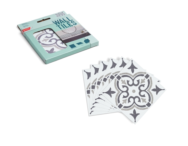 6 dalles murales PVC adhésives gris/blanc effet carreaux de ciment "JAMILA" 15X15 cm - Brico Dépôt