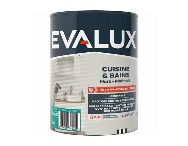 Peinture cuisine et bains Base C Satin 1 L - Evalux - Brico Dépôt