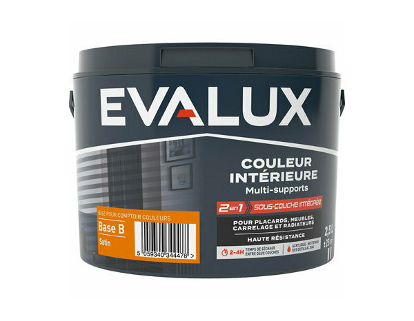 Peinture multi supports Base B Satin 2,5 L - Evalux - Brico Dépôt