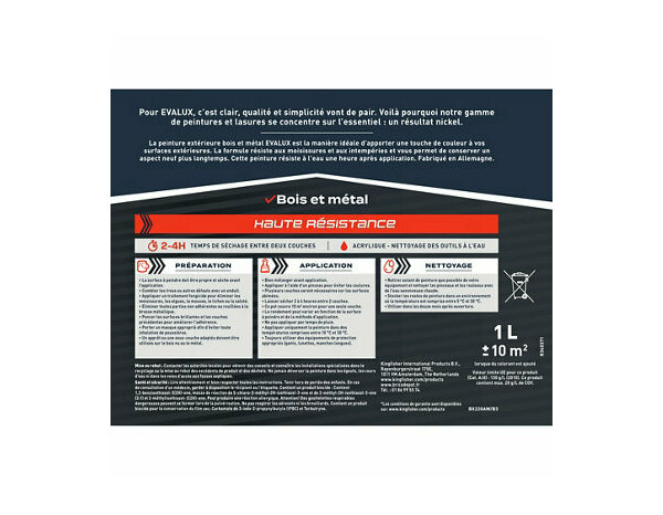 Peinture extérieure bois métal Base B Brillant 1 L - Evalux - Brico Dépôt