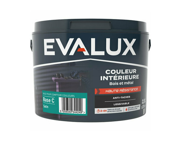 Peinture intérieure bois métal Base C Satin 2,5 L - Evalux - Brico Dépôt