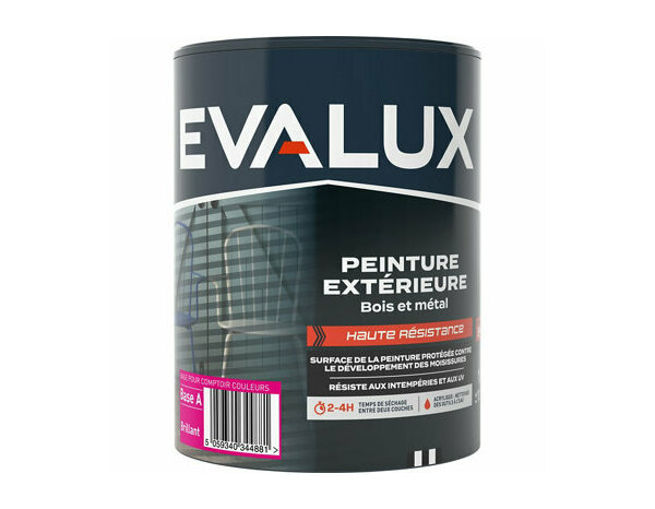 Peinture extérieure bois métal Base A Brillant 1 L - Evalux - Brico Dépôt