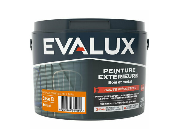 Peinture extérieure bois métal Base B Brillant 2,5 L - Evalux - Brico Dépôt
