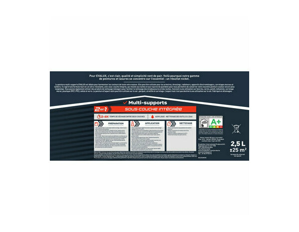 Peinture multi supports Base C Mat 2,5 L - Evalux - Brico Dépôt