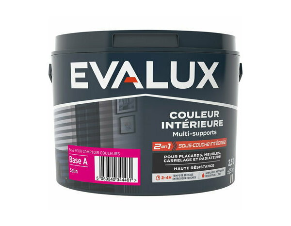 Peinture multi supports Base A Satin 2,5 L - Evalux - Brico Dépôt