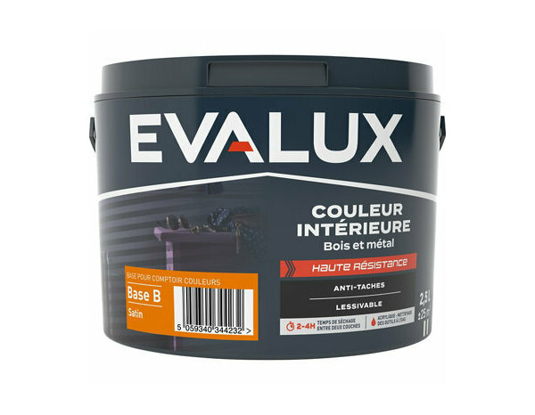 Peinture intérieure bois métal Base B Satin 2,5 L - Evalux - Brico Dépôt