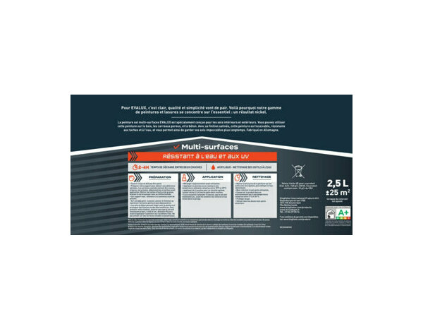Peinture extérieure bois métal Base B Brillant 2,5 L - Evalux - Brico Dépôt