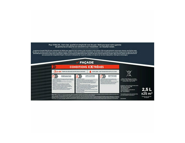 Peinture façade extreme Base C 2,5 L - Evalux - Brico Dépôt