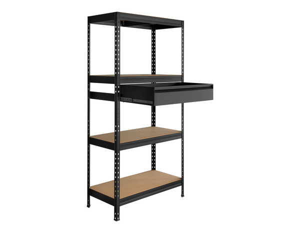 Etagère bois/métal avec tiroir - L.90 x H. 180 x P. 45 cm - Brico Dépôt