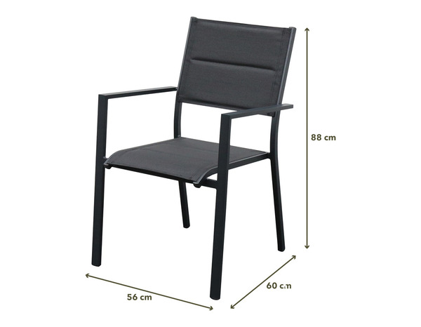 Fauteuil aluminium anthracite "ASARA" - L. 56 x l. 60 x H. 88 cm. - Marque BLOOMA - Brico Dépôt