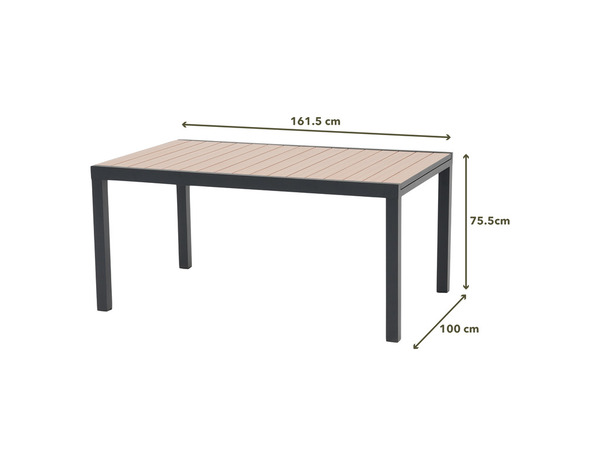 Table en aluminium et plateau imitation bois "AMELA" - L. 161,5 x l. 100 x H. 75,5 cm. - Marque BLOOMA - Brico Dépôt