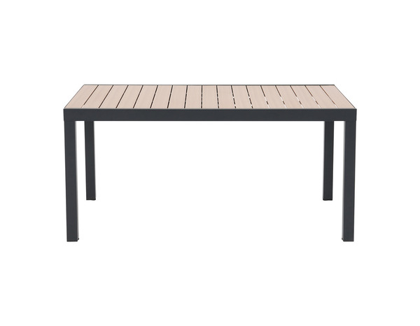 Table en aluminium et plateau imitation bois "AMELA" - L. 161,5 x l. 100 x H. 75,5 cm. - Marque BLOOMA - Brico Dépôt