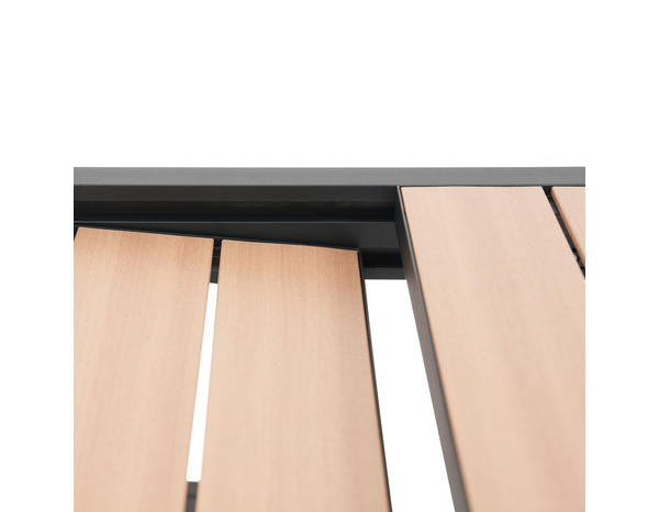 Table en aluminium et plateau imitation bois "AMELA" - L. 161,5 x l. 100 x H. 75,5 cm. - Marque BLOOMA - Brico Dépôt