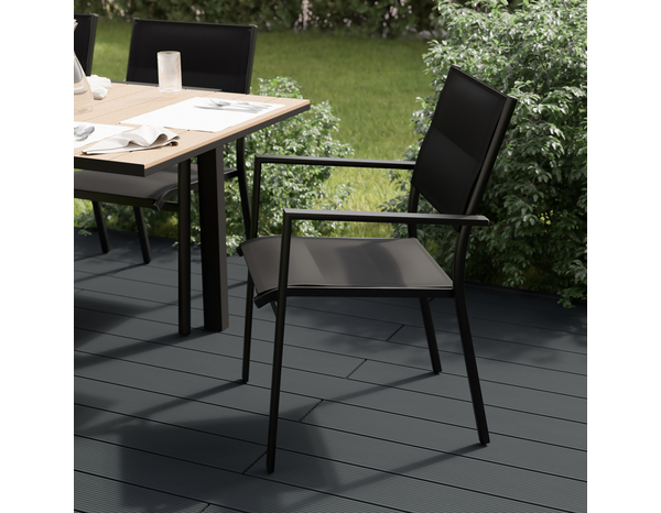 Fauteuil aluminium anthracite "ASARA" - L. 56 x l. 60 x H. 88 cm. - Marque BLOOMA - Brico Dépôt